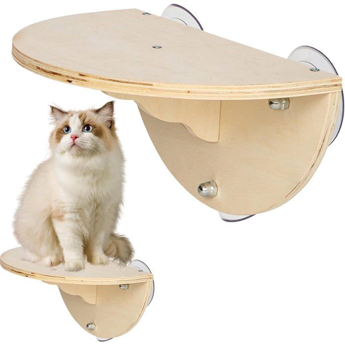 Meilleurs prix pour Lit de fenêtre de ChatCanne de fenêtre de Chat 2-en-1 sans Fil Hamac Robust siège de Chat en Bois avec 3 ventouse