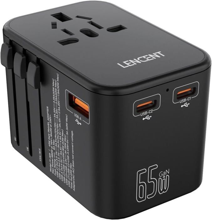 Adaptateur De Voyage Universel Avec Ports USB-C PD 20W - Prises US/UK/EU/AU/JP - Compact Et Léger Pour Tous Vos Voyages