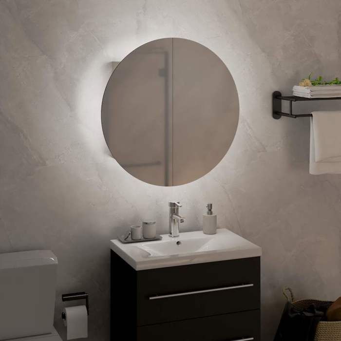 Top sélectionPlacard de Rangement/Armoire de salle de bain - JILLE - miroir rond et LED Blanc 40 x 40 x 17 5 cm LIFE05 4693768