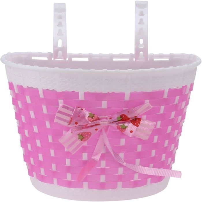 Panier Avant Vélo Enfant Tressé Blanc - Accessoire Décoratif Avec Clochette Et Autocollants, Pour Guidon