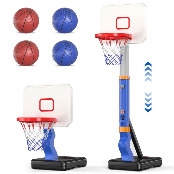 Erixazs Panier Basket Enfant - Panier De Basket Exterieur Interieur - Panier De Basket Enfant 3 4 5 6 7 Ans Reglable 70-138cm Ensemble De Basketball Portable Et Réglable Jeux Exterieur Enfant (Rose