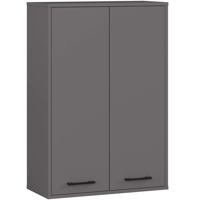 Armoire salle de bains suspendue AKORD FIN Gris Graphite 64 cm 2 portes pleine Gris Graphite 4 étagères 64x30x94 cm