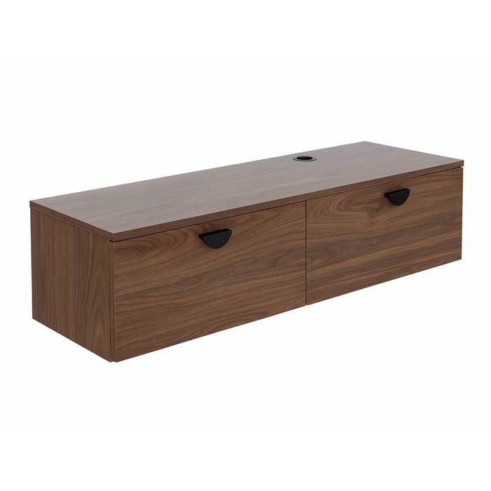 Meuble TV suspendu 120 cm industriel bois foncé Jessy - Oviala Meuble TV suspendu 120 cm industriel bois foncé Jessy - Oviala