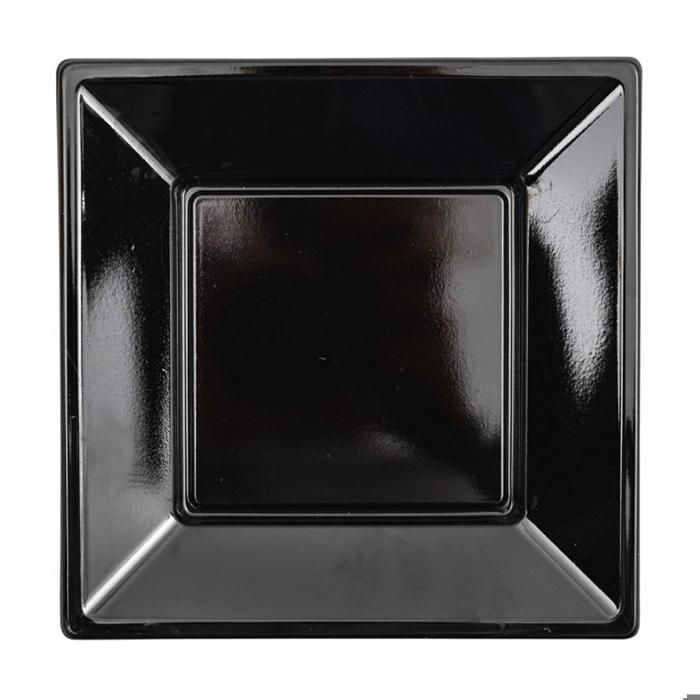 Lot de 12 petites Assiettes carrées plastique 18cm Noir