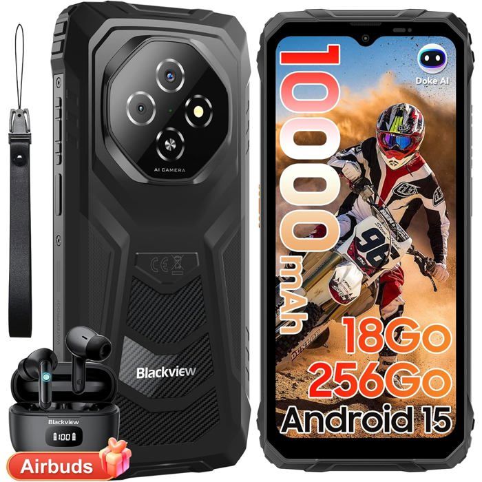 Téléphone Incassable Blackview Fort 1 - Android 15 10000mAh 18Go RAM 256Go Stockage