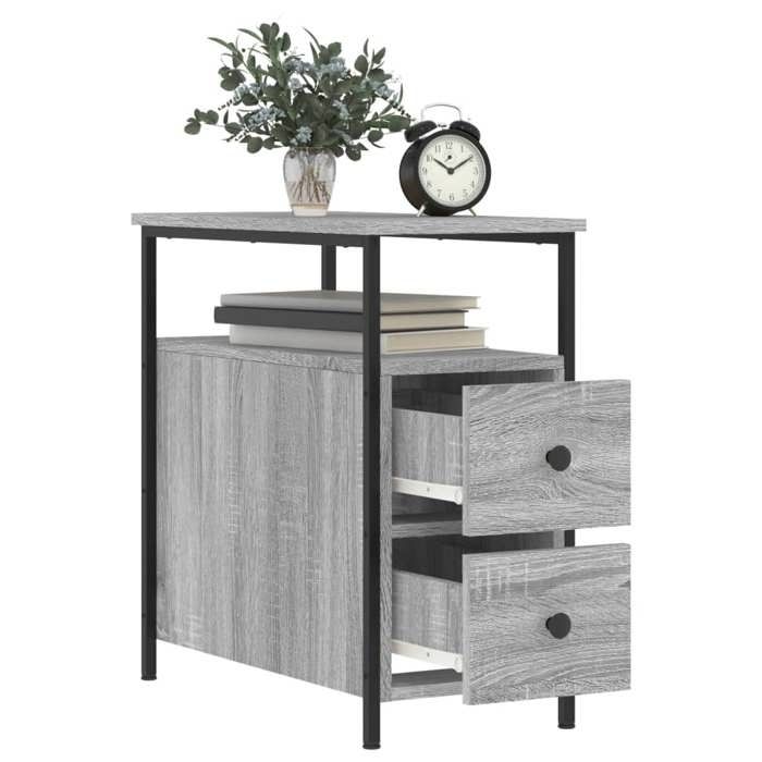 Tables de chevet en bois dingénierie - vidaXL - Sonoma gris - 30x60x60 cm - 2 pièces - Cadre en fer