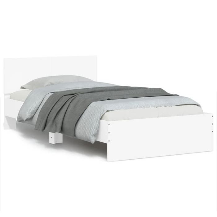 Printemps/été 2025 Structure de lit - SOLOMON - pour Adulte/enfant sans matelas avec tête de lit blanc 100x200 cm LV15582