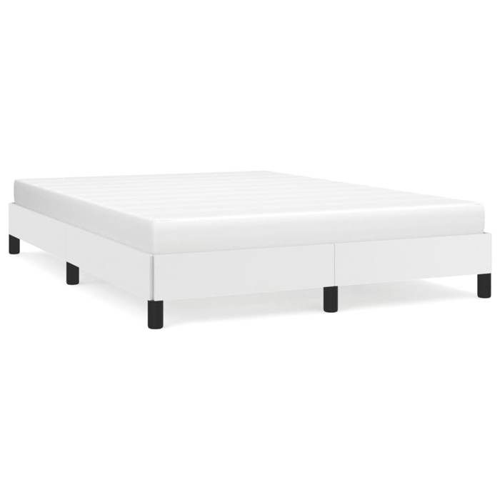 Cadre de lit en similicuir - JILL - 140x200 cm - Blanc - Similicuir durable - Lattes de contreplaqué - Pieds robustes