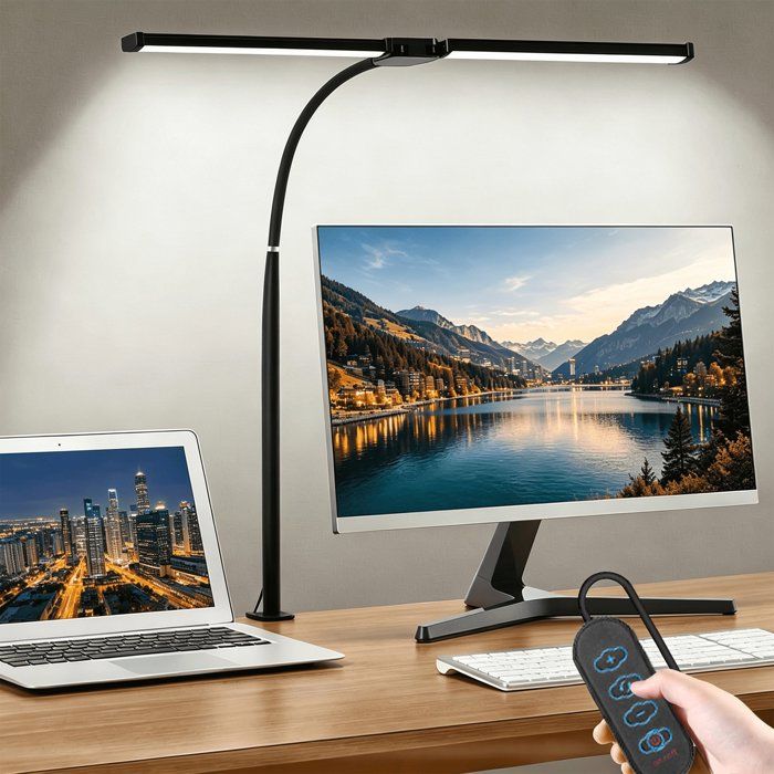 Lampe de Bureau Flexible à 360°Lampe Lecture Clipsable 80CM 3 Modes Déclairage 10 Niveaux De Luminosité Protection des Yeux