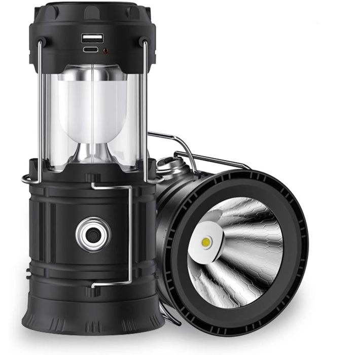Lampe de camping solaire lampe de poche étanche rechargeable par USB portable tente urgence randonnée