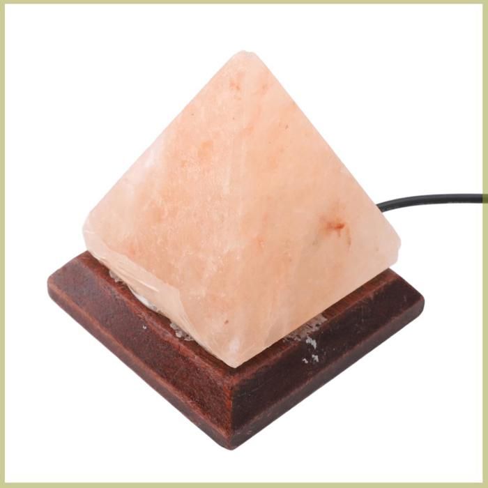 Himalaya Salt Lampe USB RGB 7 Couleurs Changeant la Main Sculptée avec une Pyramide en Bois Pyramide Salt Rock Lampe de Guéris
