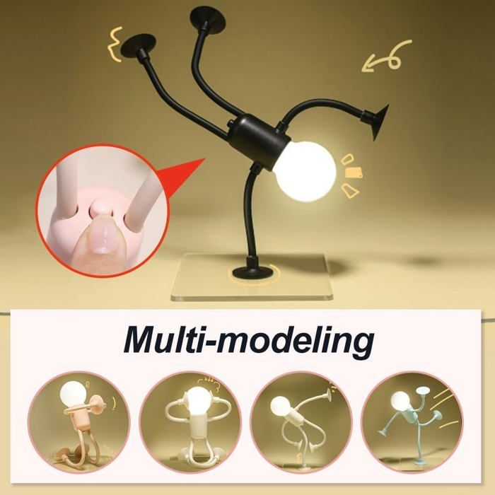 Veilleuse Bureau Forme Variable Rose - 1 pièce rose universel - lampe bureau flexible ventouse forme variable deco led - Aucunely