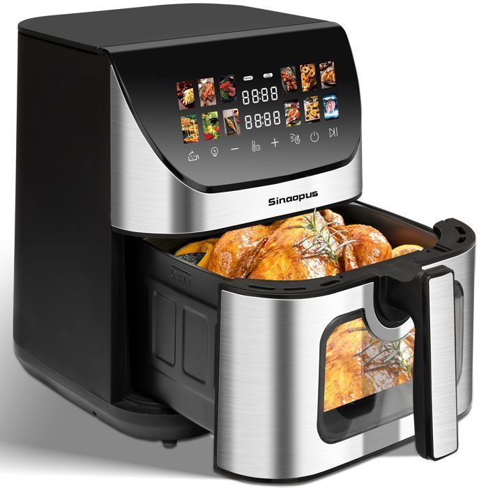 Friteuse sans huile 9L XXL Airfryer 12 programmes chaleur tournante 360° préchauffage rapide nettoyage facile repas sains 1800W - Sinaopus