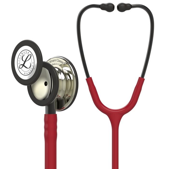 Littmann Classic III 5864 Bordeaux Stéthoscop Double Tête Haute Sensibilité Tube Résistant Confort Prolongé