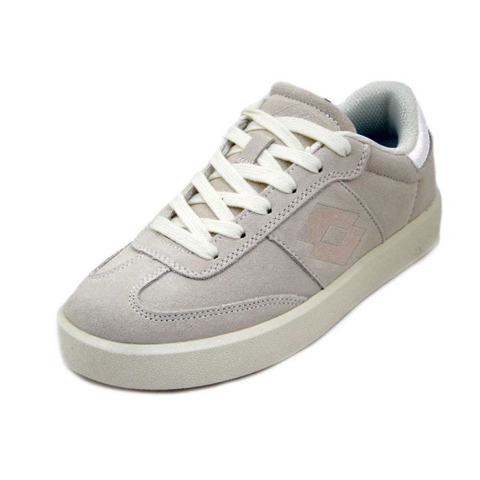 Lotto Femme Basket - LOTTO - Daim Beige - Semelle Memory Foam Amovible - Lacets
