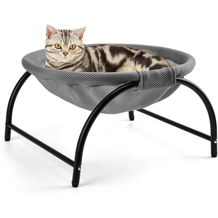 Comparer les prix de Hamac pour Chat Debout avec Filet Amovible et Lavable lit surélevé pour lintérieur et lextérieur (Gris) Gris