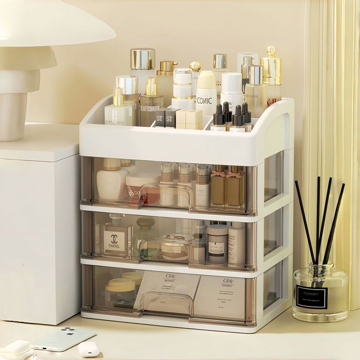 Boîte de rangement pour produits cosmétiques coiffeuse étagère à tiroirs