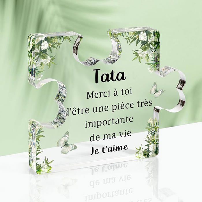 Acrylique Bloc Puzzle Cadeau Anniversaire Tatie Tante pour Tata merci À Toi être une Pièce Très Importante de Ma Vi OBJET DECORATIF