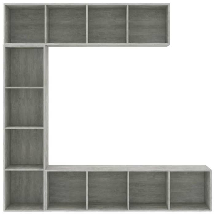 MEUBLE DE SEJOUR Gris - MODE Jeu de bibliothèque/Meuble TV - Étagère - 3 pcs - Gris béton 180x30x180 cm Nettoyer facile_09_734