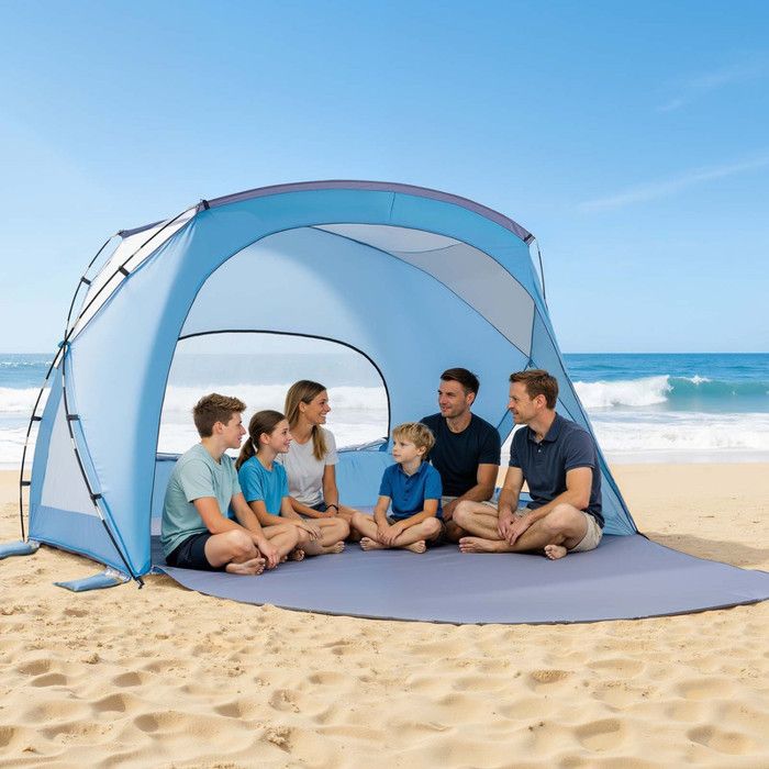 Tente De Plage TRESKO Pop-Up – Protection UV 50+, 170x100x100 Cm, Imperméable, Avec Sardines, Sac De Transport, Pour Plage Et Jardin