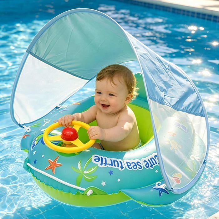 Bouee Bébé avec Pare Soleil UPF50+ et Volant pour Le Jeu Nageurs Bouee Bébé avec kit de Patch pour Tout-Petits Piscine - Sport Bouee Bébé avec Pare Soleil UPF50+ et Volant pour Le Jeu Nageurs Bouee Bébé avec kit de Patch pour Tout-Petits Piscine - Sport