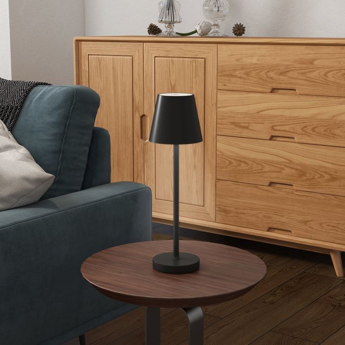 Lampe de chevet sans fil LED rechargeable USB-C 3 couleurs Ø 11 2 x 36 5 cm noir