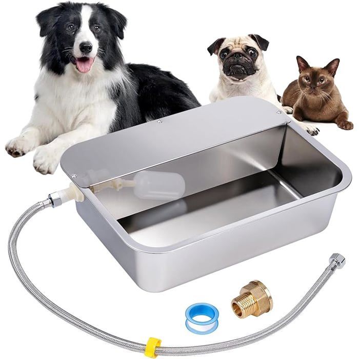 11 L Distributeur Automatique eau pour Chiens avec Valve à Flotteur Abreuvoir ExtéRieur pour Chiens Bol à Eau à Gravité en