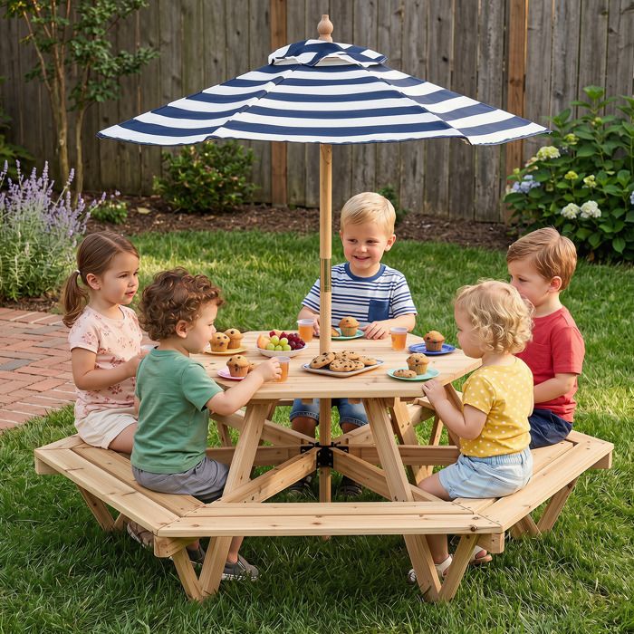 Salon de Jardin Enfants COSTWAY - 1 Table de Pique-nique