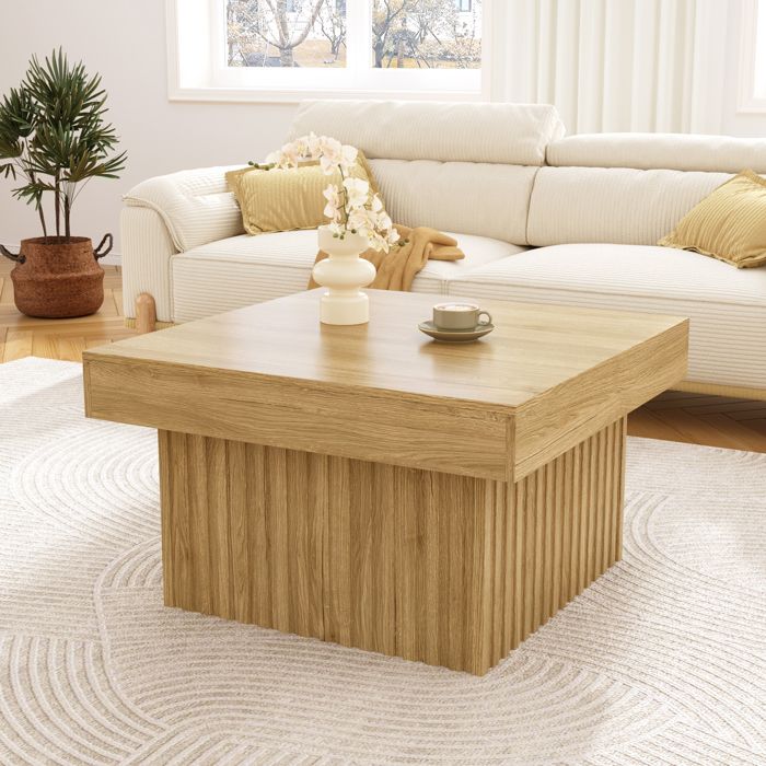 Table basse design en bois - Carré - MDF & panneaux de particules - 79x79x46cm