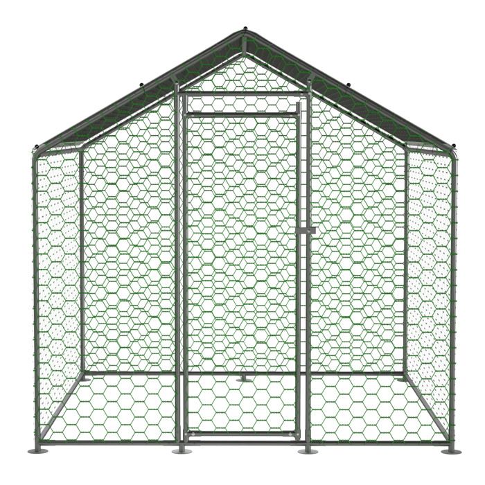 Enclos pour poulailler – acier galvanisé – bâche PE imperméable – porte avec serrure – Argent – 2 x 2 x 2 m