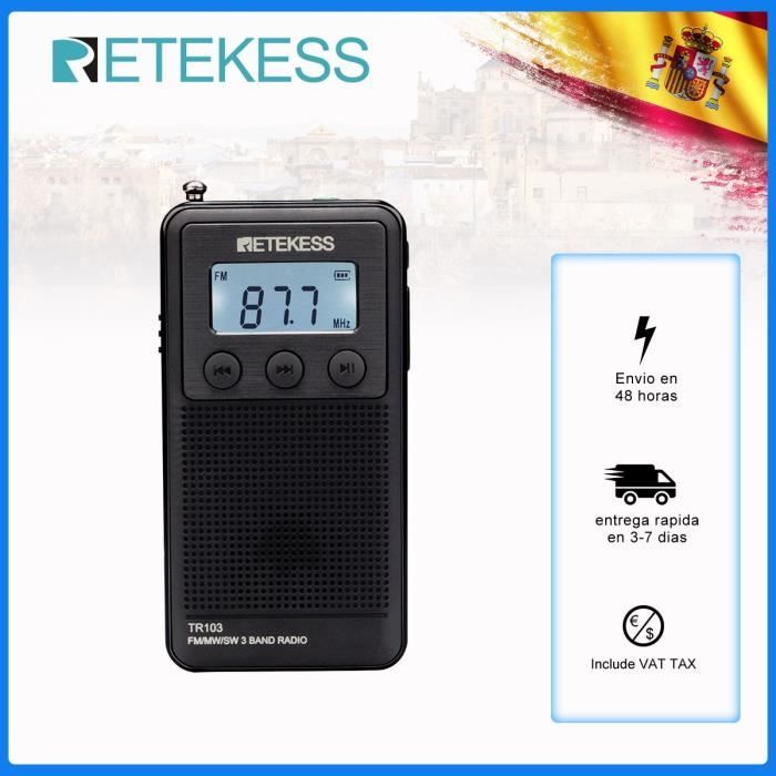 Mini Radio Portable Numérique FM Haute Sensibilité Avec Lanière Et Écouteurs - Blanc