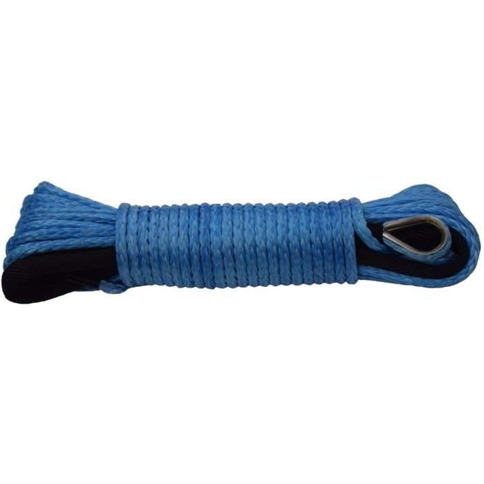 Corde De Treuil Synthétique Tiardey 1/4" X 50' - 7700LBs - Avec Gaine - Noir