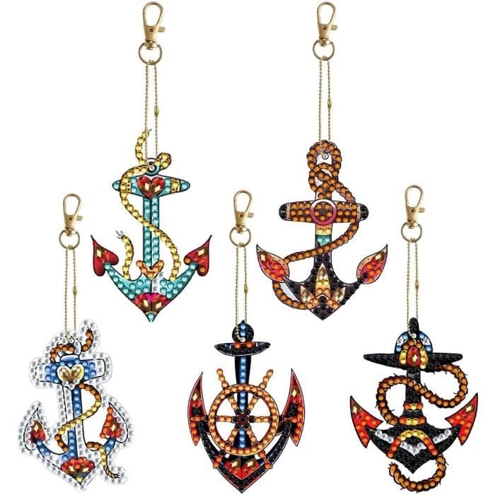 Porte-clés Décoratif Levier Strass - Chaîne Maillons, Couleur Marron Jade, Occasion