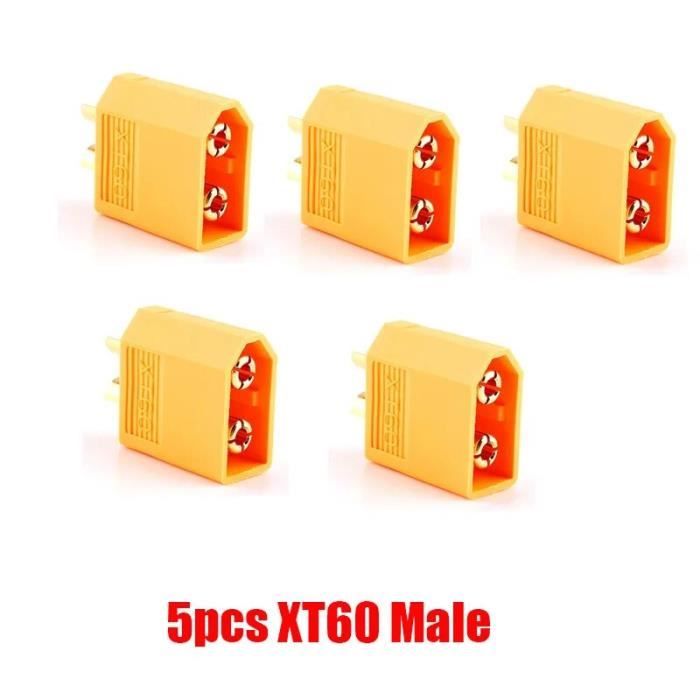 Lot 5 Paires Connecteurs XT60 RC – Mâle/femelle Avec Gaine Thermorétractable – Courant 65 A – Pour ESC Et Moteurs