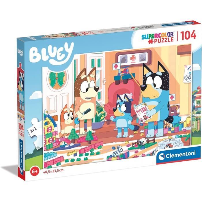 Puzzle Supercolor Bluey - Clementoni - 104 Pièces - Dessin Animé ...