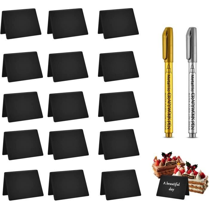 Lot De 24 Mini Tableaux Noirs En PVC - Format 10x7.5 Cm, Forme En V, Pour Mariage, étiquetage, Décoration De Table