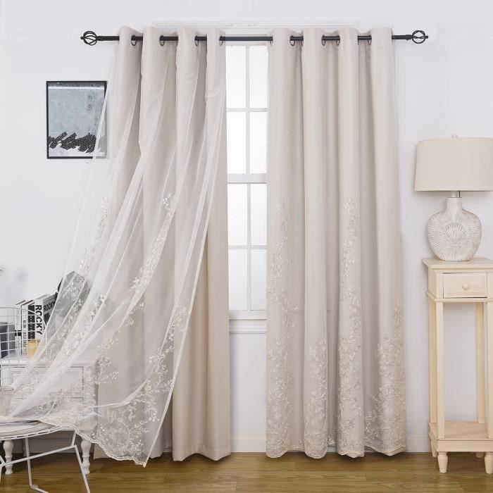 Rideau Black-Out Brodé Luxe Double Couche - Sur Mesure - Multicolore - Salle à Manger