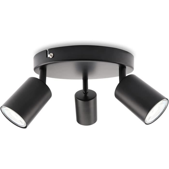 Plafonnier Spot 4 Flammes Noir Vintage Pivotant 350° – Luminaire Industriel E14