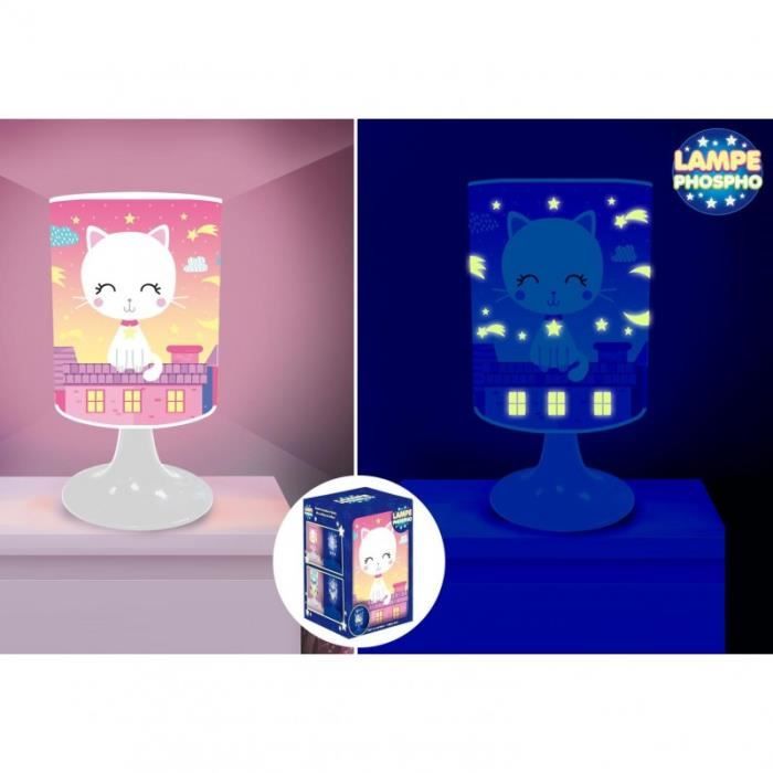 Lampe Phosphorescente - Chat sur les Toits avec Etoiles Filantes