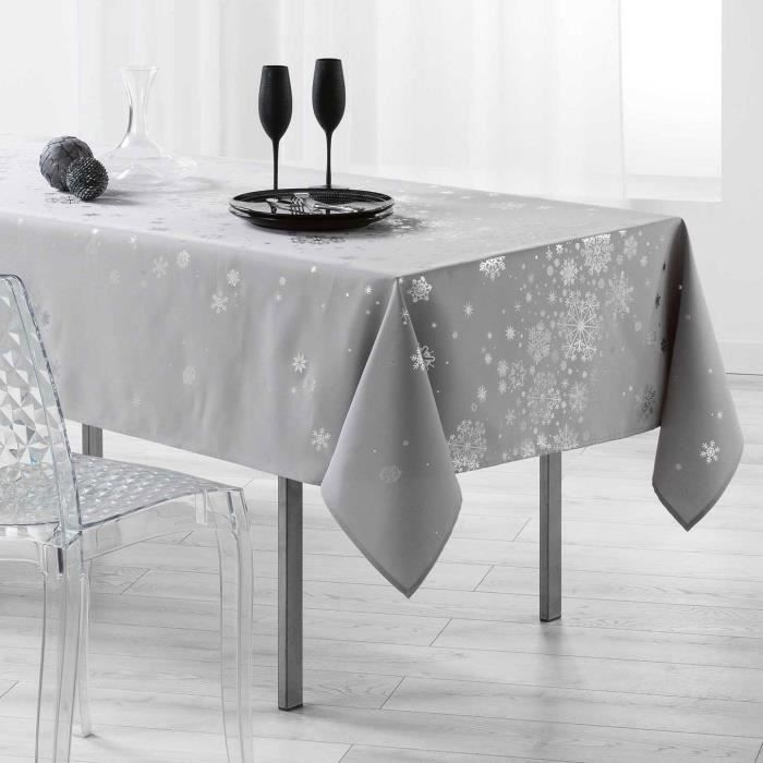 Nappe constellation gris argent Noël 2m x 1m50 anti tache infroissable