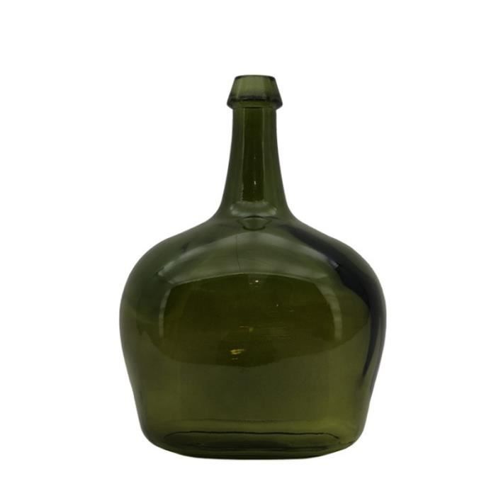 Vase Bouteille Jarre en Verre Recyclé Vert Transparent 40 cm x ø27 cm -  020513-Vase - Cdiscount Maison