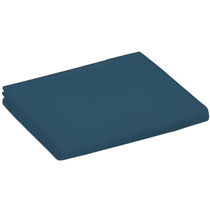 Drap plat Bleu marine 240 x 300 cm pour lit 2 places 100% coton/57 fils/cm²