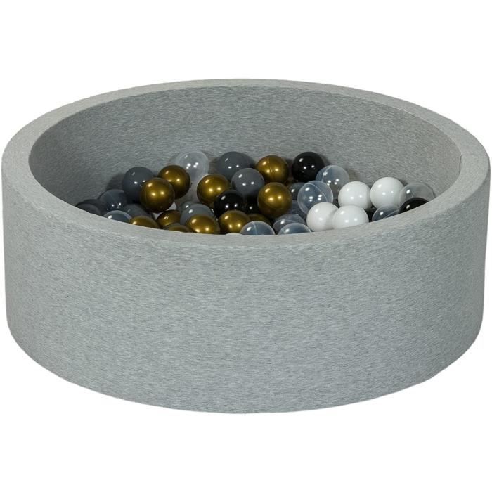 Velinda Piscine à Balles Pour Enfant – Aire De Jeu + 150 Balles – Diamètre 80 Cm – Housse Lavable – Gris