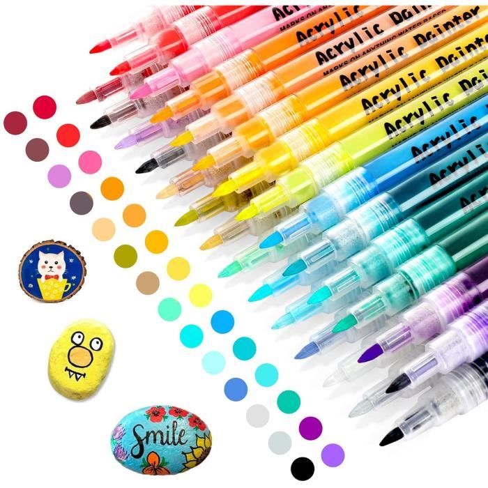 Peinture Acryliques Stylos, 28 Couleurs Marqueur Peinture Acrylique Premium  Permanent Feutre Acrylique Stylo Peinture Acrylique - Cdiscount Beaux-Arts  et Loisirs créatifs