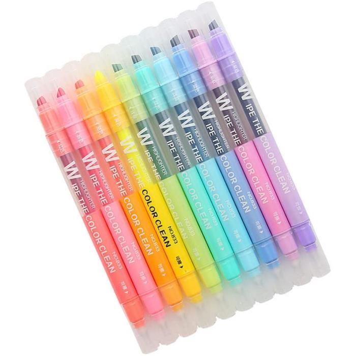 Surligneurs Pastel EooUooIP 24 Couleurs Extra-Fins - Double Pointes Fine Et Plate, 4 Styles (Macaron, Fluorescent, Lumière Douce, Rétro)