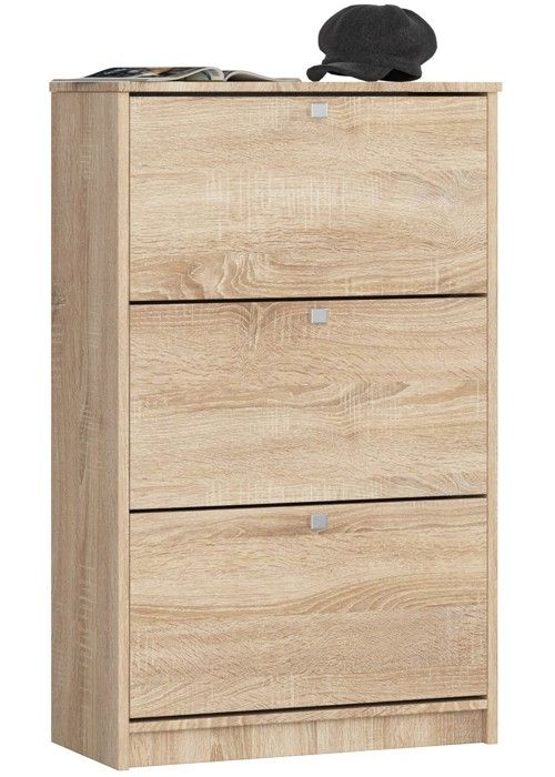 Meuble à chaussures AKORD Chêne Sonoma 60 cm 3 portes façade Chêne Sonoma 3 étagères 60x28 5x113 cm