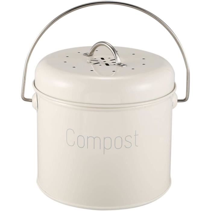 Navaris Poubelle à Compost 3L - Bac à Compost de Cuisine en Acier  Inoxydable - Composteur de Cuisine pour Déchets Alimentaires - 3x Filtre  Charbon : : Cuisine et Maison