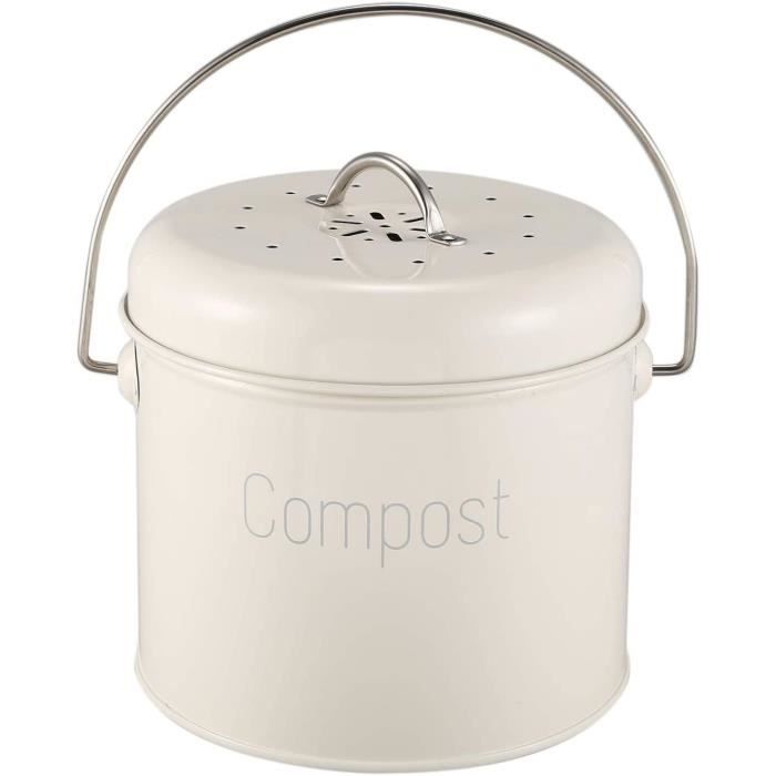 Corbeille à Compost De Cuisine 3L, Poubelle Suspendue Avec