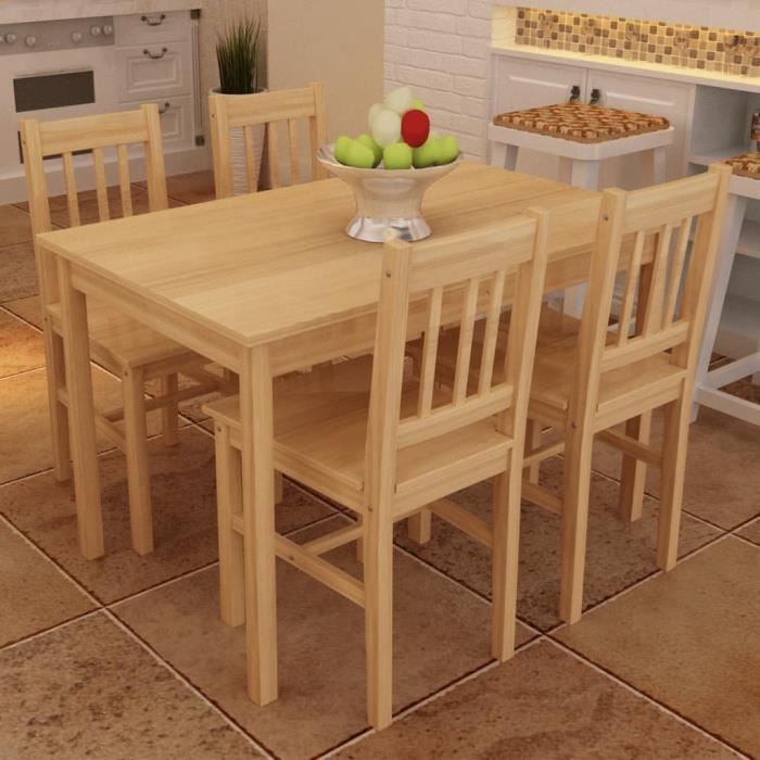 Bonne qualité® Lot dune table avec Chaises de cuisine Conception Table de salle à manger en bois avec 4 chaises Naturel 294458