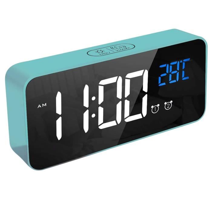 Réveil Numérique Avec Veilleuse – Affichage Heure, Date, Température – Fonction Snooze – Format 12/24h